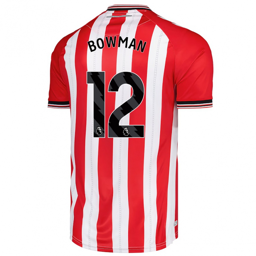 נשים כדורגל Arron Bowman #12 אדום לבן ג'רזי ביתית 2025/26