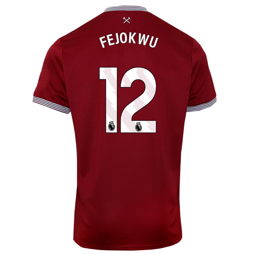 נשים כדורגל Emmanuel Fejokwu #12 בורדו לבן ג'רזי ביתית 2025/26