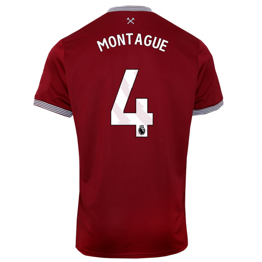 נשים כדורגל Harry Montague #4 בורדו לבן ג'רזי ביתית 2025/26