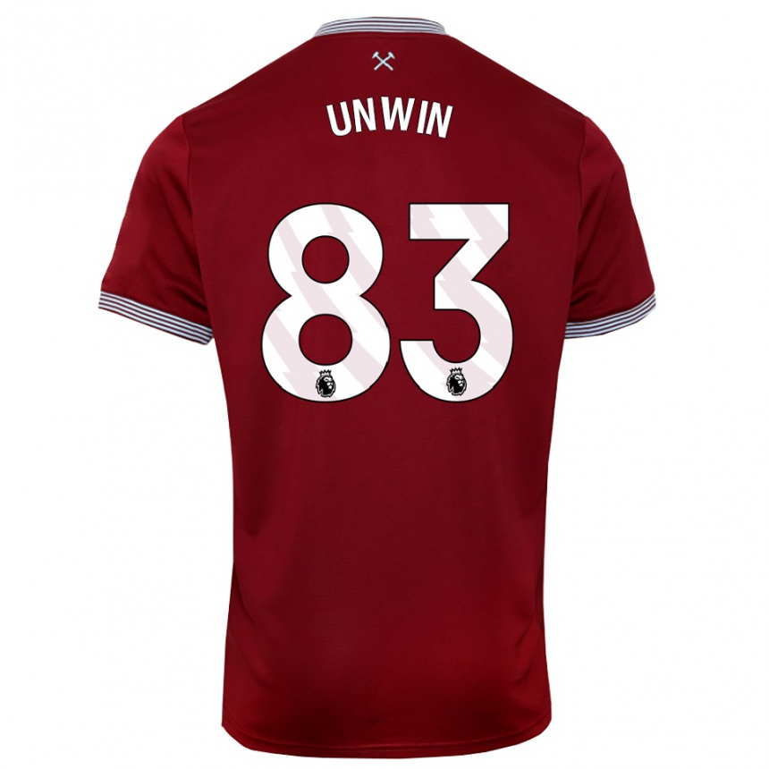 נשים כדורגל Jonathan Unwin #83 בורדו לבן ג'רזי ביתית 2025/26