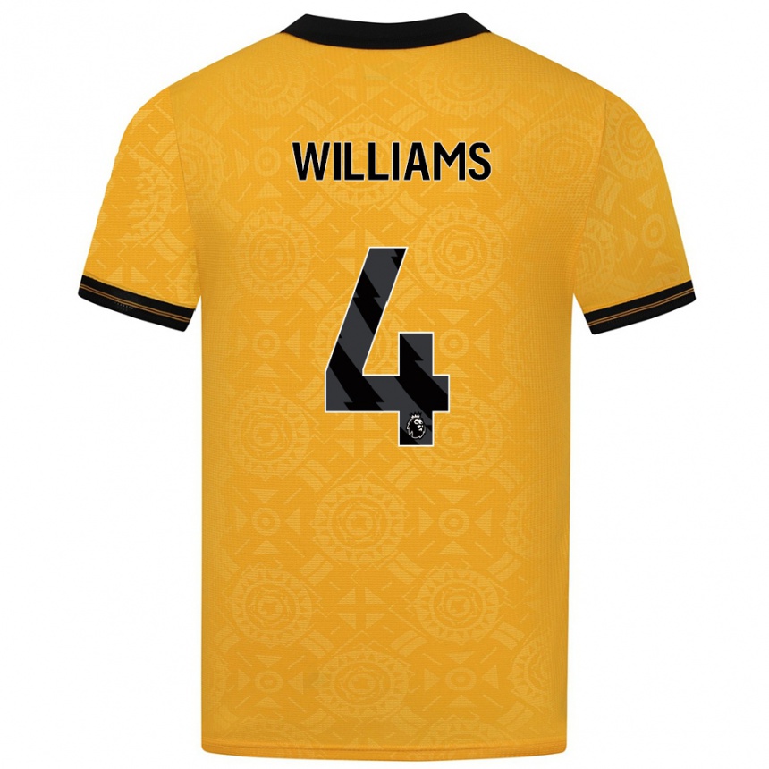 נשים כדורגל Ashton Williams #4 צהוב שחור ג'רזי ביתית 2025/26