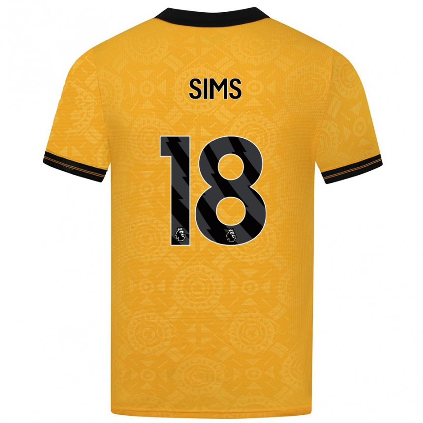 נשים כדורגל Amy Sims #18 צהוב שחור ג'רזי ביתית 2025/26