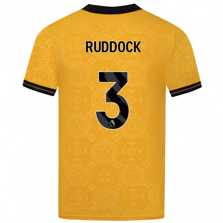 נשים כדורגל Max Ruddock #3 צהוב שחור ג'רזי ביתית 2025/26