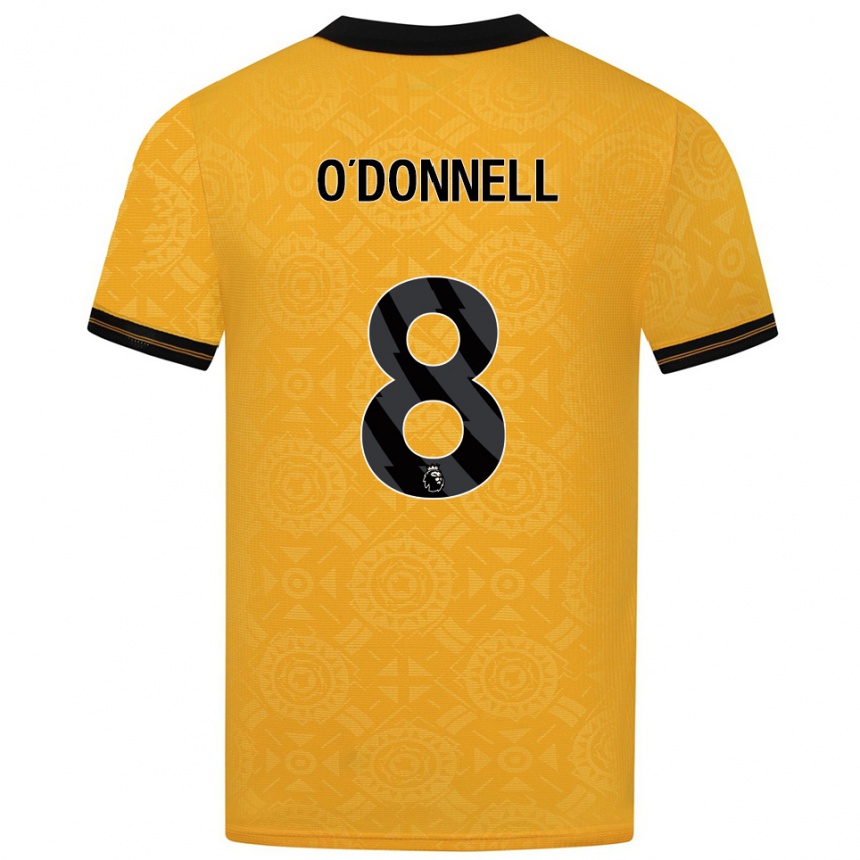 נשים כדורגל לוק אודונל #8 צהוב שחור ג'רזי ביתית 2025/26