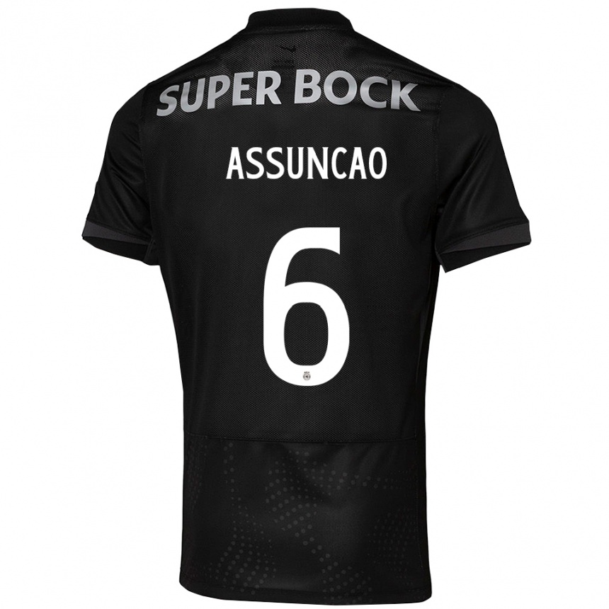 נשים כדורגל ז'ואאו אסונסאו #6 שחור לבן הרחק ג'רזי 2025/26
