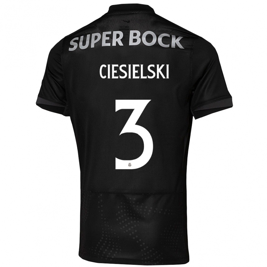 נשים כדורגל Daniel Ciesielski #3 שחור לבן הרחק ג'רזי 2025/26