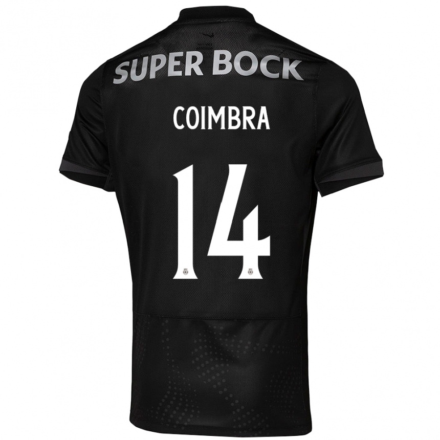 נשים כדורגל Telmo Coimbra #14 שחור לבן הרחק ג'רזי 2025/26