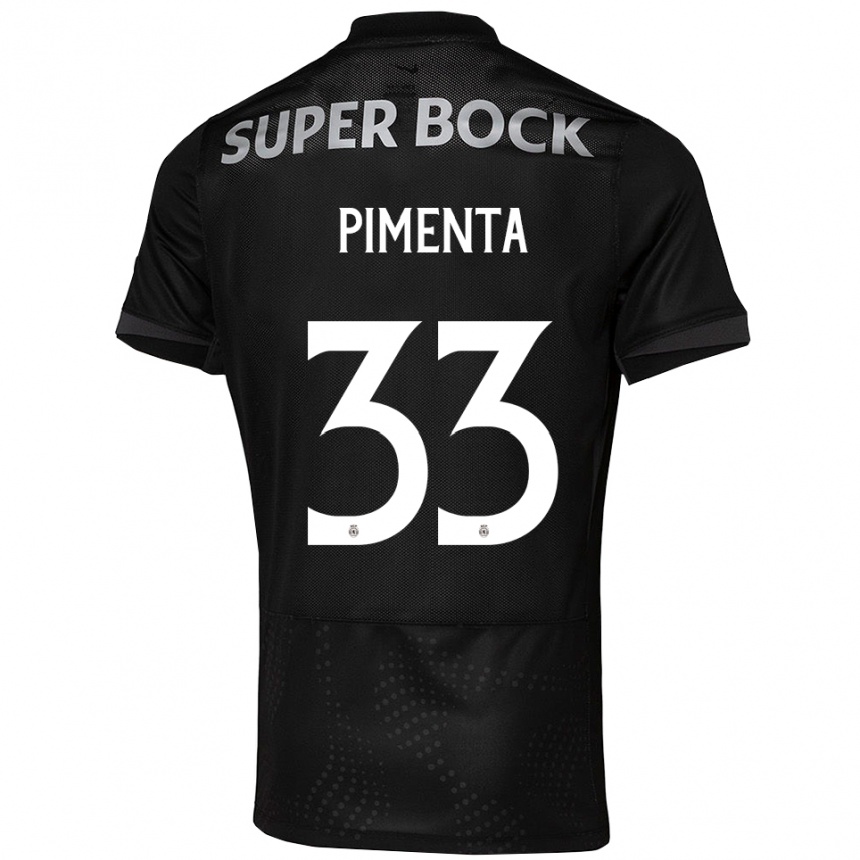 נשים כדורגל Carolina Pimenta #33 שחור לבן הרחק ג'רזי 2025/26