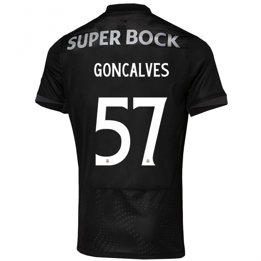 נשים כדורגל Inês Gonçalves #57 שחור לבן הרחק ג'רזי 2025/26