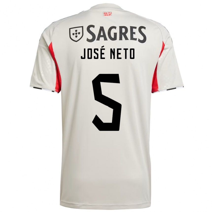 נשים כדורגל José Neto #5 לבן מלוכלך אדום הרחק ג'רזי 2025/26