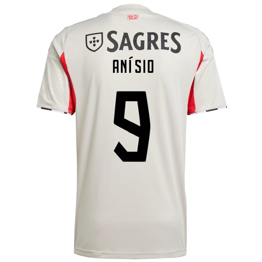 נשים כדורגל Anísio #9 לבן מלוכלך אדום הרחק ג'רזי 2025/26