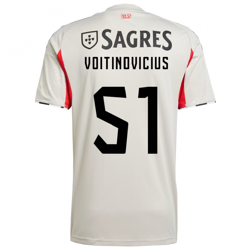נשים כדורגל Arnas Voitinovicius #51 לבן מלוכלך אדום הרחק ג'רזי 2025/26