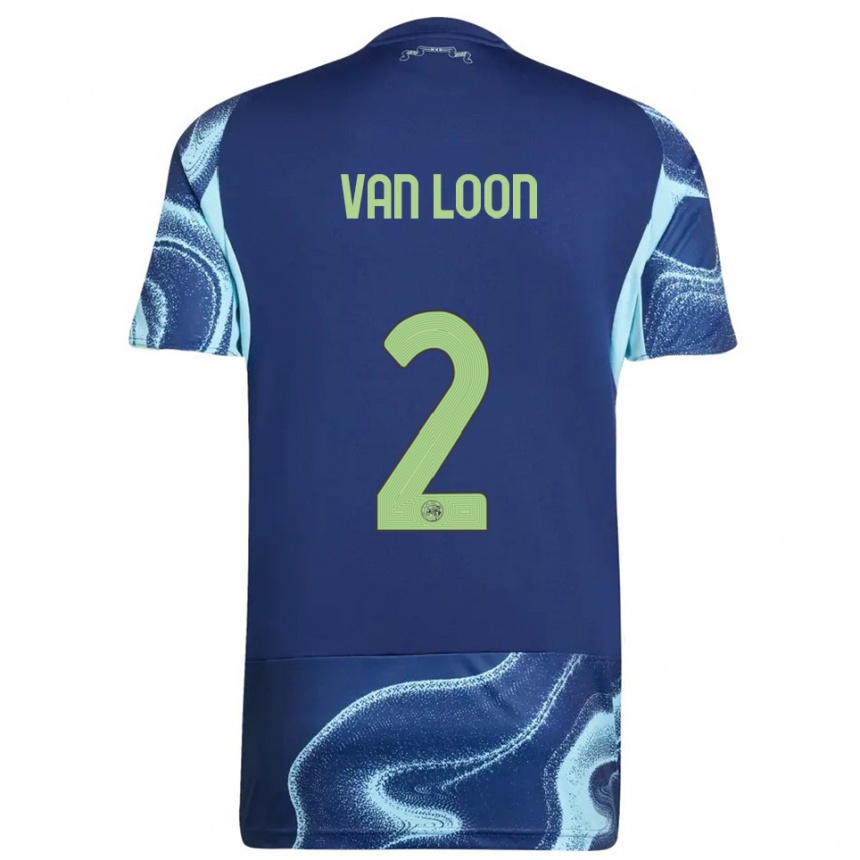 נשים כדורגל Gerain Van Loon #2 נייבי תכלת הרחק ג'רזי 2025/26