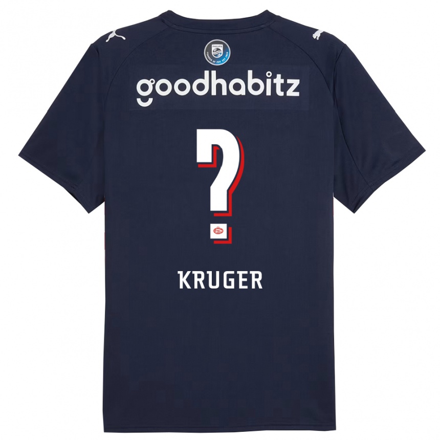 נשים כדורגל Oliver Kruger #0 נייבי לבן הרחק ג'רזי 2025/26