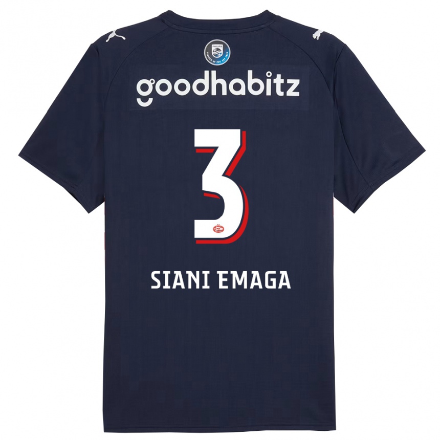 נשים כדורגל Ezechiel Siani Emaga #3 נייבי לבן הרחק ג'רזי 2025/26