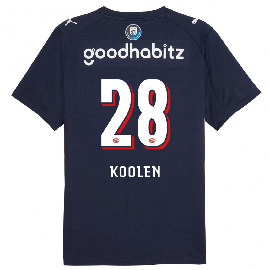 נשים כדורגל Lars Koolen #28 נייבי לבן הרחק ג'רזי 2025/26