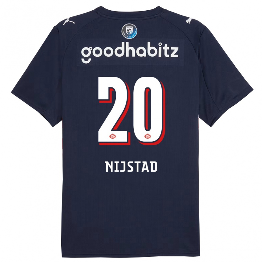 נשים כדורגל Nina Nijstad #20 נייבי לבן הרחק ג'רזי 2025/26