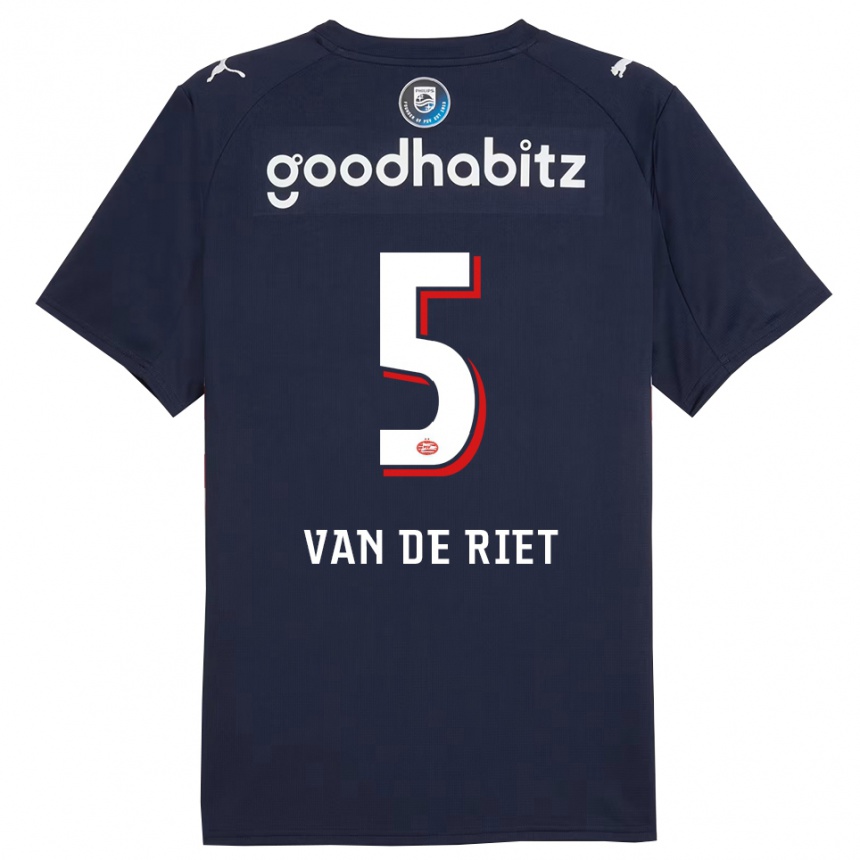 נשים כדורגל Raf Van De Riet #5 נייבי לבן הרחק ג'רזי 2025/26