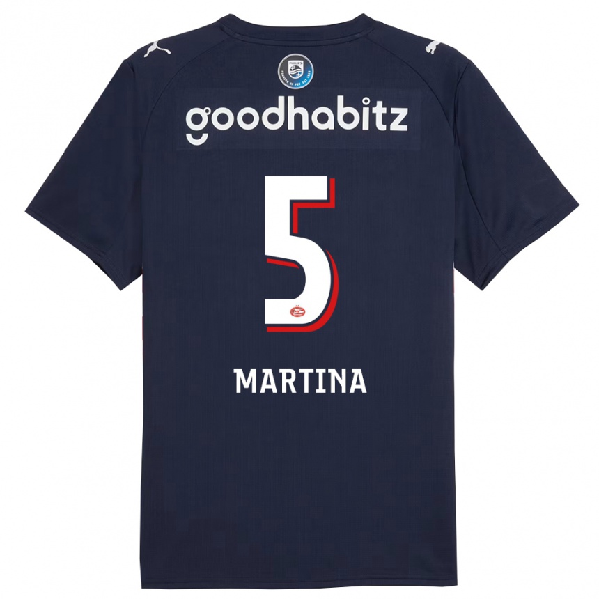 נשים כדורגל Jorvimar Martina #5 נייבי לבן הרחק ג'רזי 2025/26