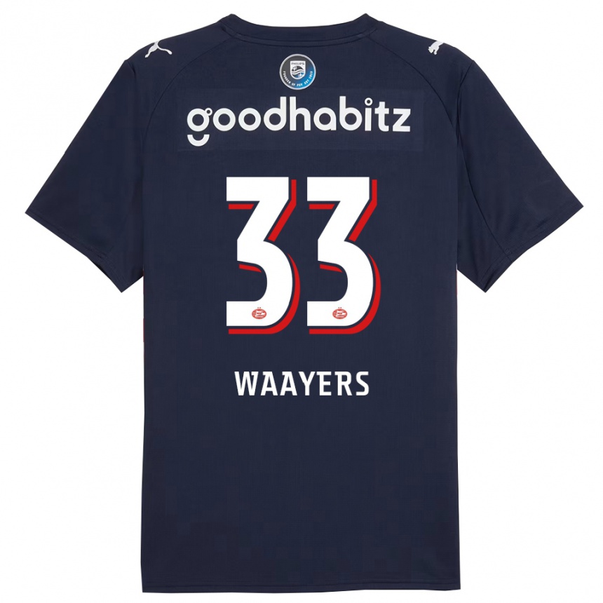 נשים כדורגל Eus Waayers #33 נייבי לבן הרחק ג'רזי 2025/26