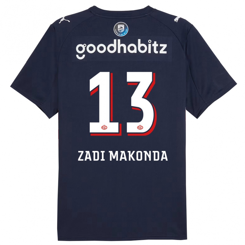נשים כדורגל David Zadi Makonda #13 נייבי לבן הרחק ג'רזי 2025/26