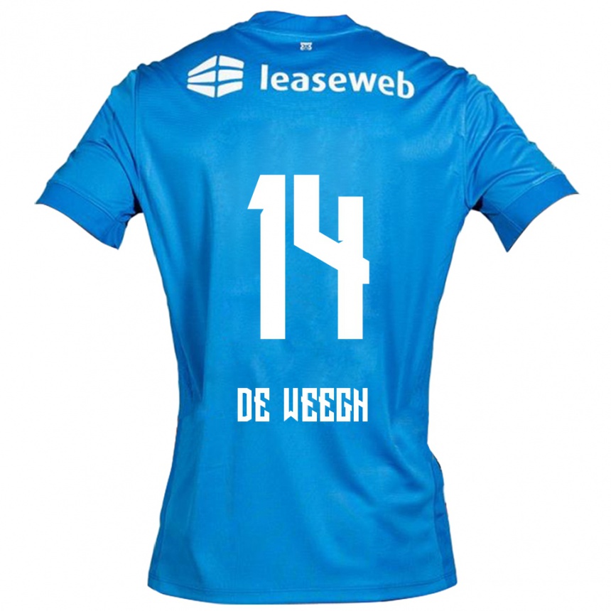 נשים כדורגל Bo Op De Weegh #14 כחול לבן הרחק ג'רזי 2025/26