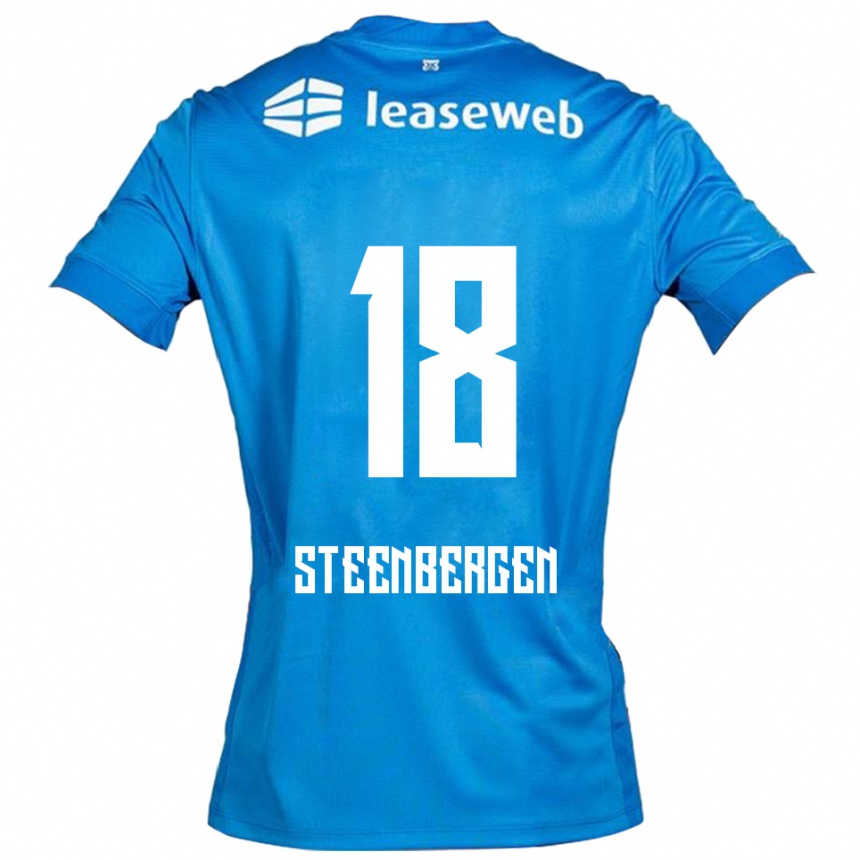 נשים כדורגל Thom Steenbergen #18 כחול לבן הרחק ג'רזי 2025/26