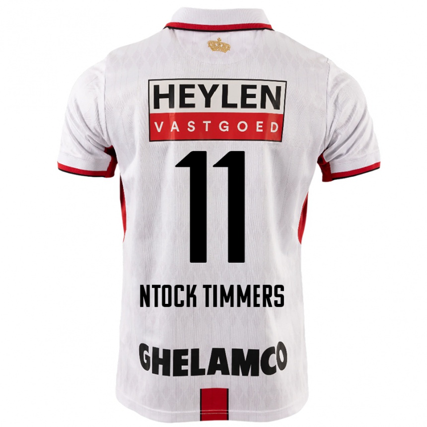 נשים כדורגל Kurtis Ntock Timmers #11 לבן אדום הרחק ג'רזי 2025/26