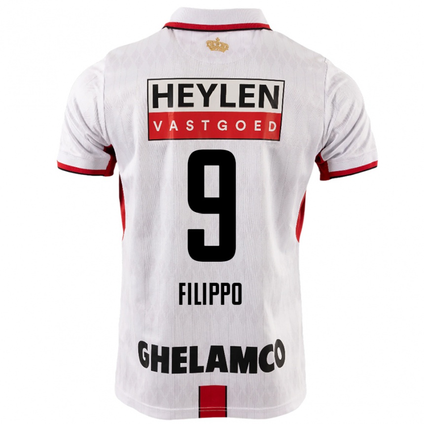 נשים כדורגל Niels Filippo #9 לבן אדום הרחק ג'רזי 2025/26