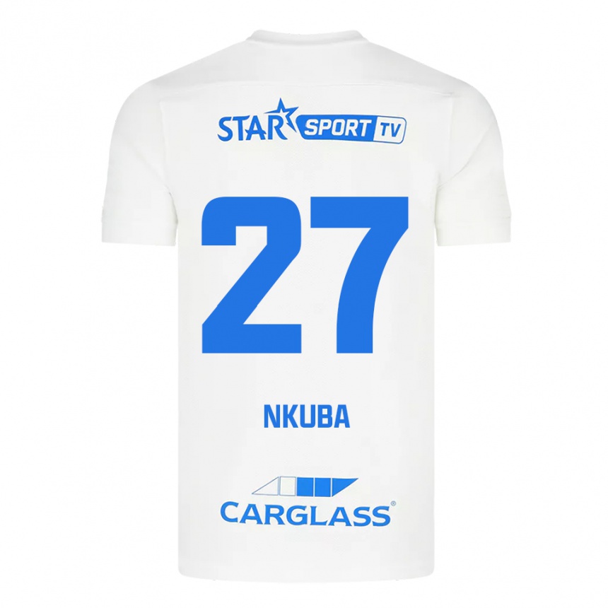 נשים כדורגל Ken Nkuba #27 לבן כחול הרחק ג'רזי 2025/26