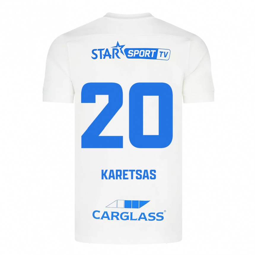 נשים כדורגל Konstantinos Karetsas #20 לבן כחול הרחק ג'רזי 2025/26