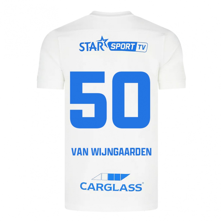 נשים כדורגל Maren Van Wijngaarden #50 לבן כחול הרחק ג'רזי 2025/26
