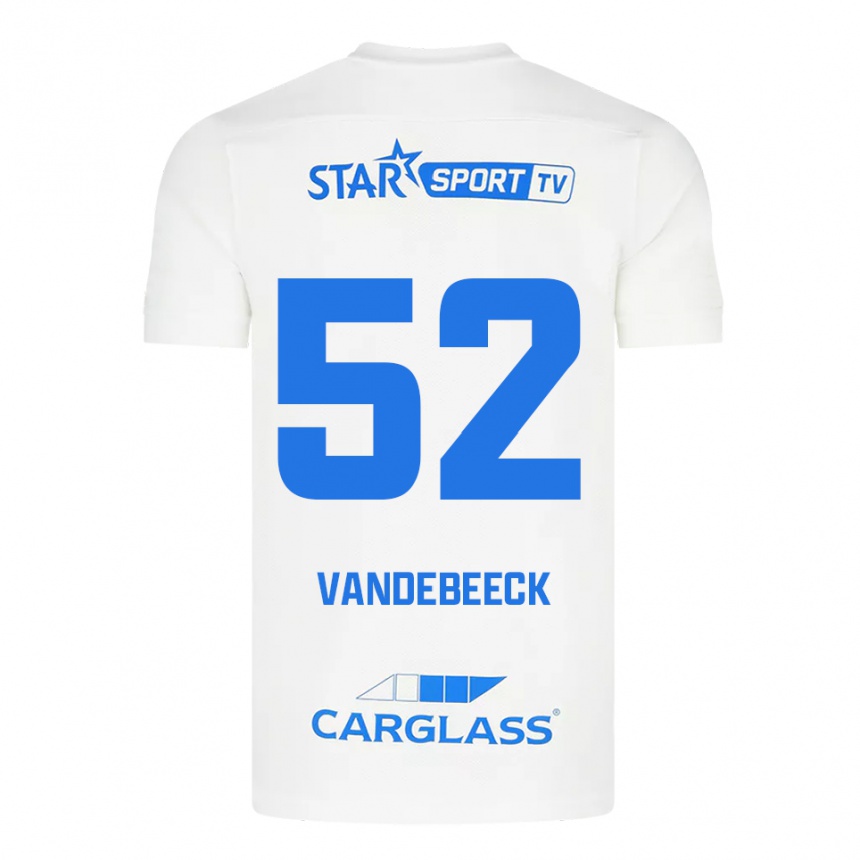 נשים כדורגל Emmely Vandebeeck #52 לבן כחול הרחק ג'רזי 2025/26