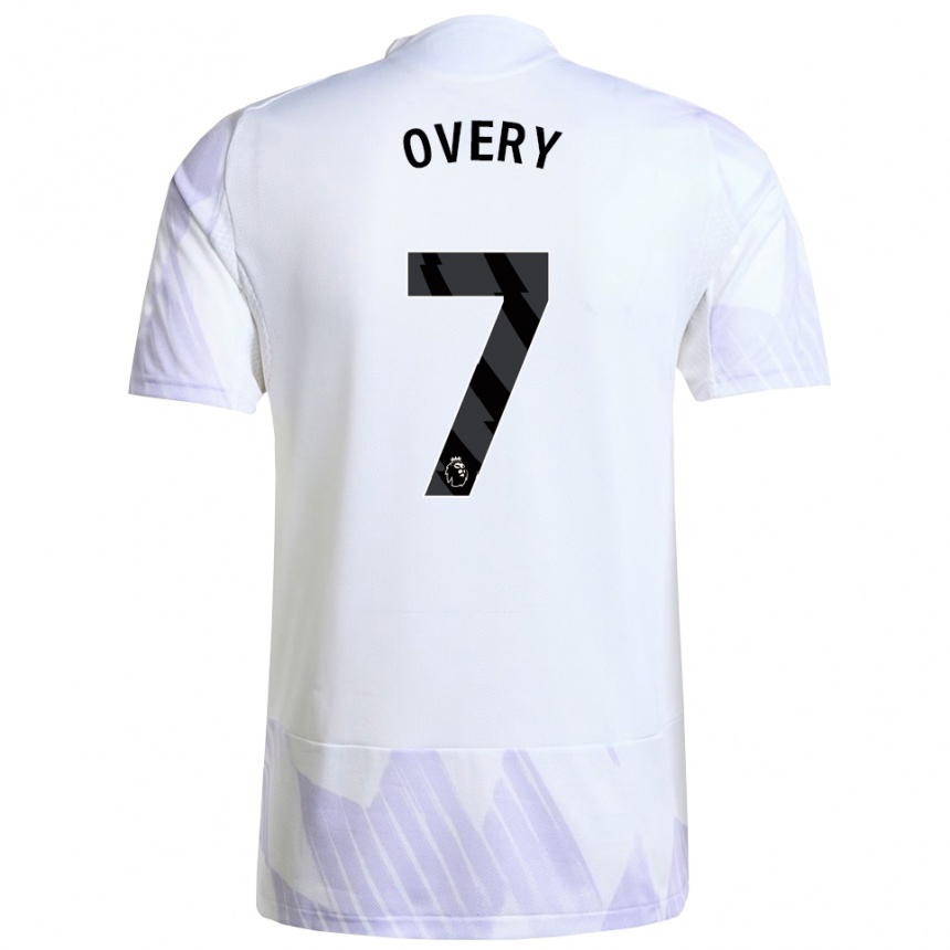 נשים כדורגל James Overy #7 לבן סגול סגול הרחק ג'רזי 2025/26