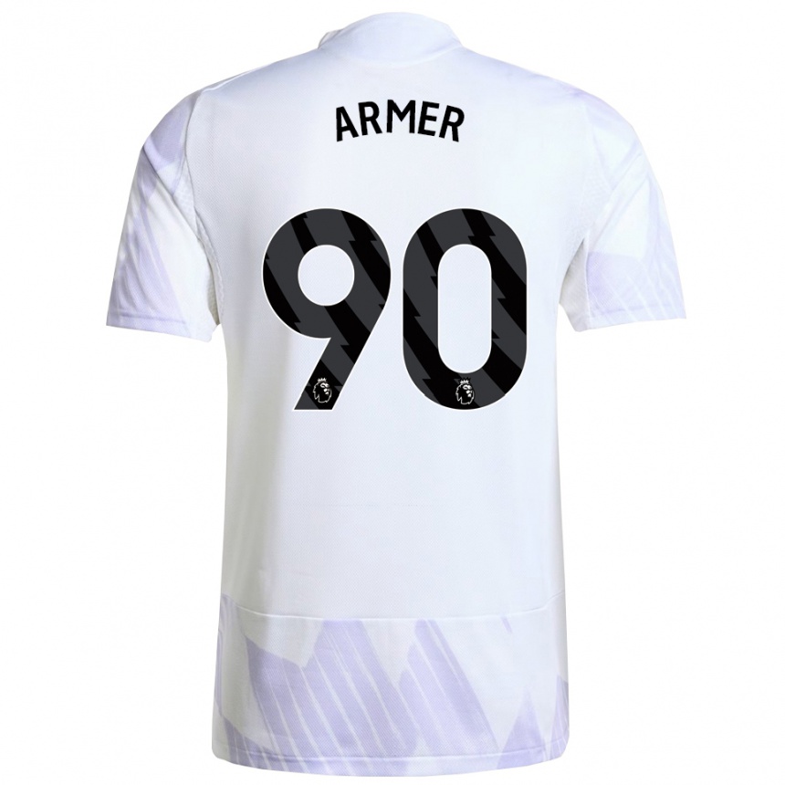 נשים כדורגל Daniel Armer #90 לבן סגול סגול הרחק ג'רזי 2025/26