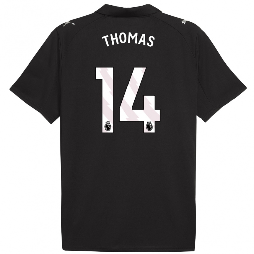 נשים כדורגל Rhys Thomas #14 שחור לבן הרחק ג'רזי 2025/26