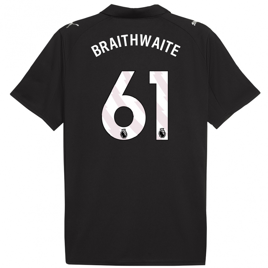 נשים כדורגל Kaden Braithwaite #61 שחור לבן הרחק ג'רזי 2025/26
