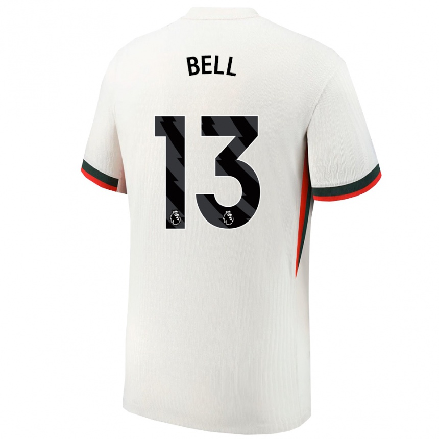 נשים כדורגל Toby Bell #13 לבן ירוק הרחק ג'רזי 2025/26