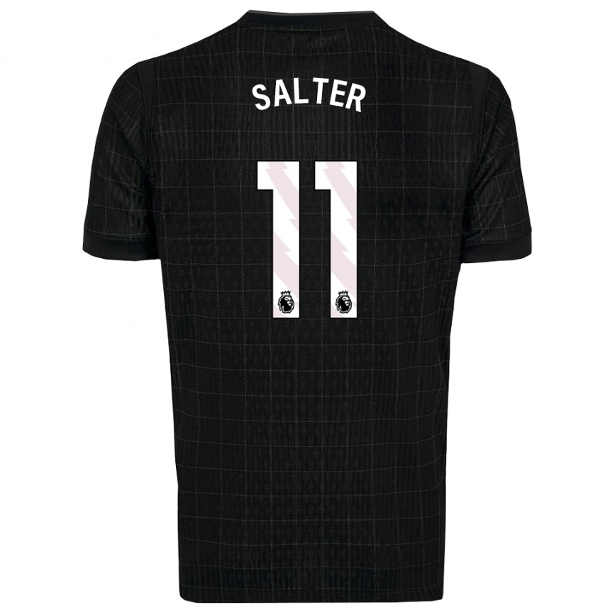 נשים כדורגל Oliver Salter #11 שחור אפור הרחק ג'רזי 2025/26