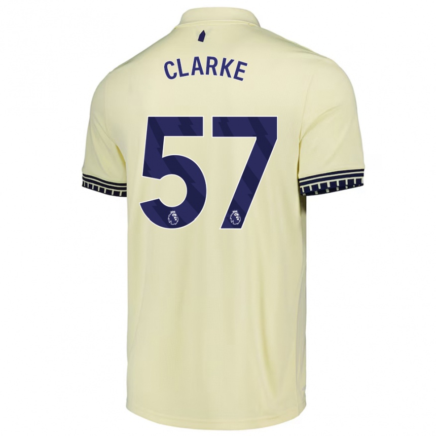 נשים כדורגל Justin Clarke #57 לבן מלוכלך שחור הרחק ג'רזי 2025/26