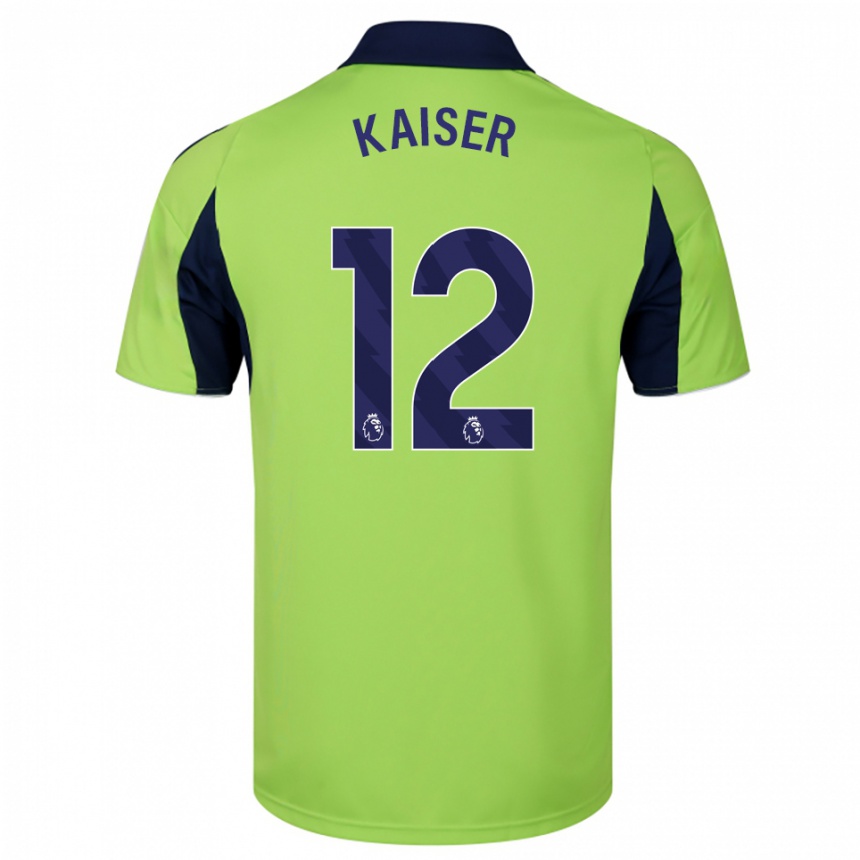 נשים כדורגל Dino Kaiser #12 ירוק נייבי לבן הרחק ג'רזי 2025/26