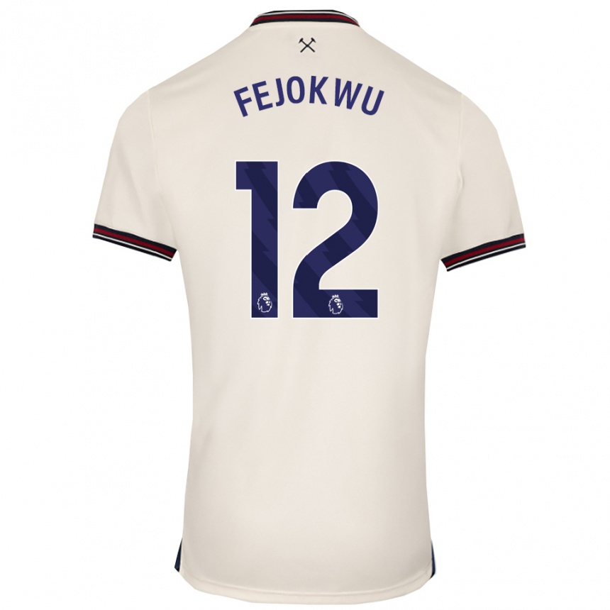 נשים כדורגל Emmanuel Fejokwu #12 לבן מלוכלך הרחק ג'רזי 2025/26