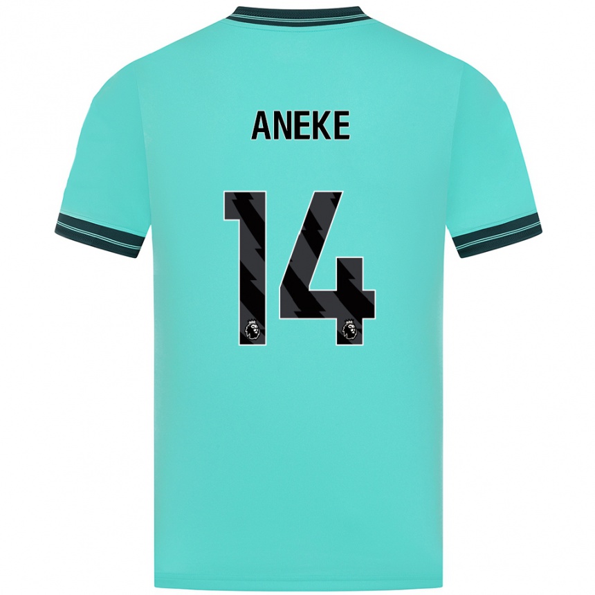 נשים כדורגל Aaron Aneke #14 תכלת ירוק הרחק ג'רזי 2025/26