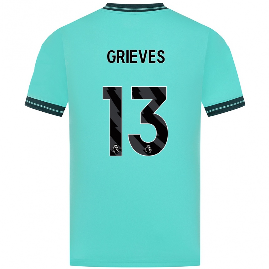 נשים כדורגל Xander Grieves #13 תכלת ירוק הרחק ג'רזי 2025/26