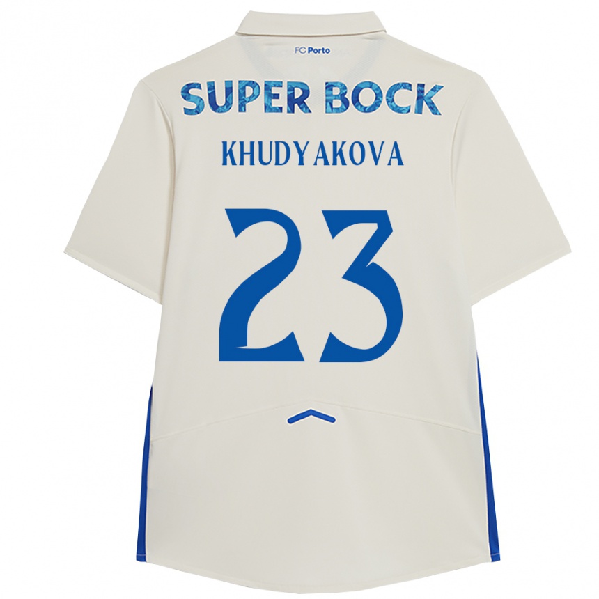 נשים כדורגל Verónica Khudyakova #23 לבן כחול ג'רזי קיט שלישי 2025/26
