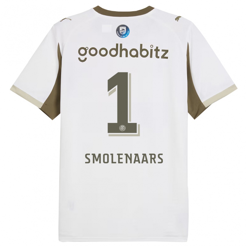 נשים כדורגל Tijn Smolenaars #1 לבן אפור ג'רזי קיט שלישי 2025/26