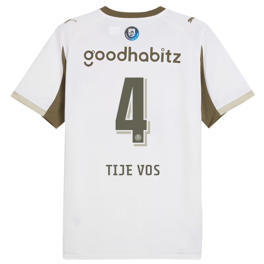 נשים כדורגל Tije Vos #4 לבן אפור ג'רזי קיט שלישי 2025/26