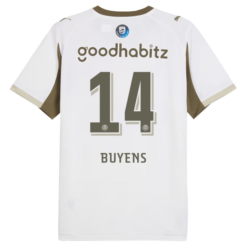נשים כדורגל Mathieu Buyens #14 לבן אפור ג'רזי קיט שלישי 2025/26
