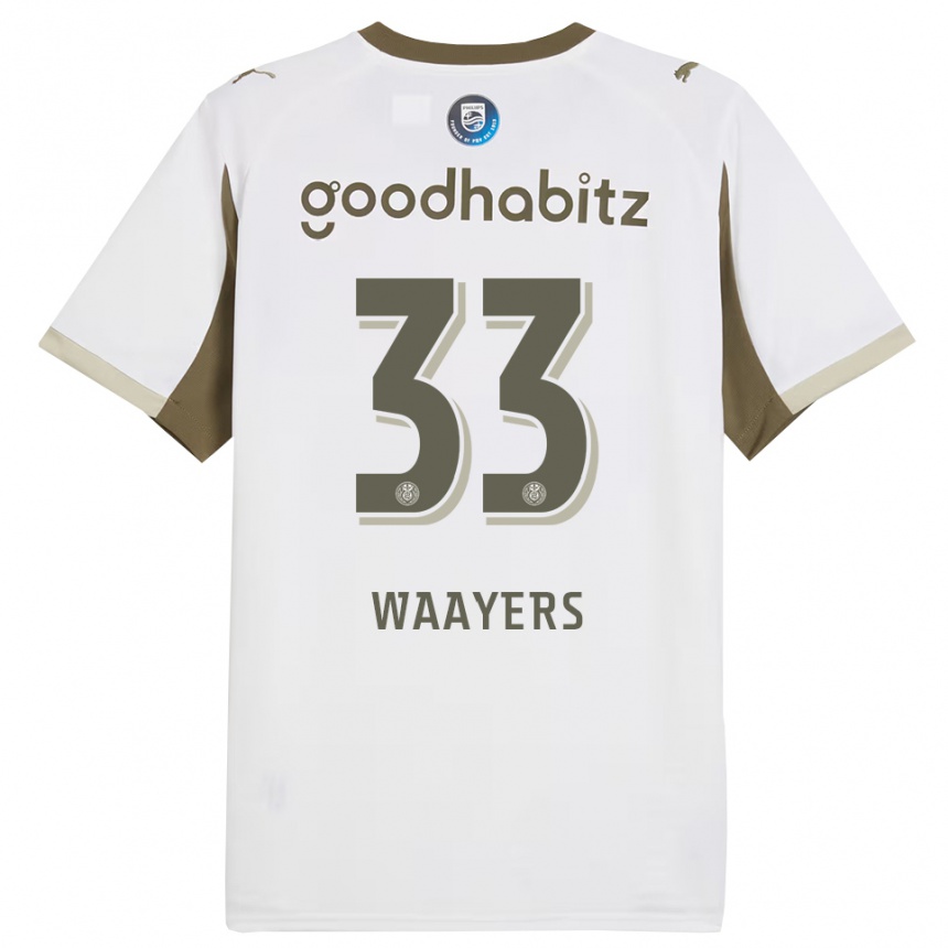 נשים כדורגל Eus Waayers #33 לבן אפור ג'רזי קיט שלישי 2025/26