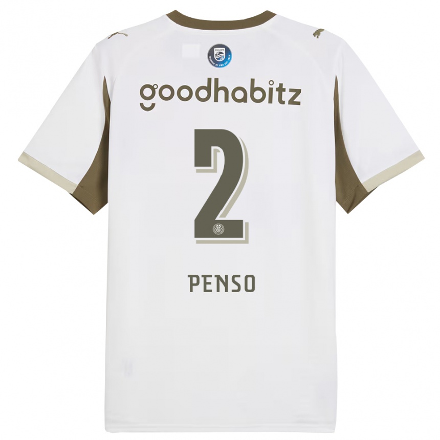 נשים כדורגל Kyano Penso #2 לבן אפור ג'רזי קיט שלישי 2025/26